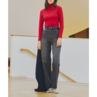 KOBE LETTUCE/コウベレタス KOBE LETTUCE 綿100%ハイウエストストレートワイドデニムパンツ【トール】 [M4060]/506889487