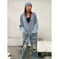 EGOIST/エゴイスト EGOIST ロゴ刺繍ダメージニットカーディガン/506889536
