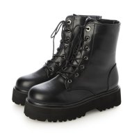 la farfa SHOES/la farfa ラファーファ レディース レースアップ厚底ラウンドブーツ【幅広4E/大きいサイズ】 591 ブラック/506889728
