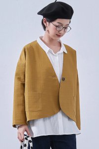 On One's Own/オンワンズオン On One's Own ラウンドヘム・ノーカラー・キルティング風ジャケット・春秋長袖アウター/506891644