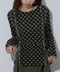 MAISON BREEZE reveur/フラワー ストレッチレース ドロスト ギャザー スリット ロンT 長袖 トップス 花柄 透け感 32079P333 【MAISON BREEZE reveur】/506863558