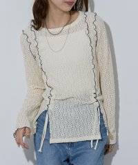MAISON BREEZE reveur/フラワー ストレッチレース ドロスト ギャザー スリット ロンT 長袖 トップス 花柄 透け感 32079P333 【MAISON BREEZE reveur】/506863558