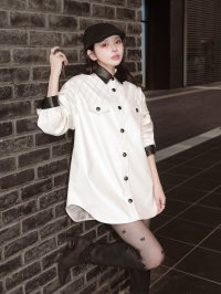 Darich/ダーリッチ Darich バイカラーステッチレザーシャツ/506892983