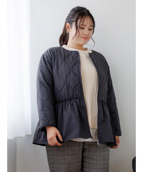 NATURAL BEAUTY BASIC ダイヤキルティングペプラムブルゾン M