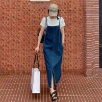 Belle Cie/ベルシー Belle Cie キャミワンピース デニム サロペット Aライン デニムワンピース レディース 韓国 体型カバー アジャスター ロング 大人 シンプ/506897150