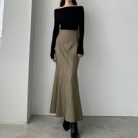 Louere/ルエレ Louere Louere 【選べる2素材 ヘリンボーン/もっちり生地】ハイウエストフレアマーメイドスカート/506887329