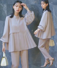 RUIRUE BOUTIQUE/ルイルエブティック RUIRUE BOUTIQUE 【ストレッチ】アシメプリーツトップス＆テーパードパンツ(ツータック)/506902815