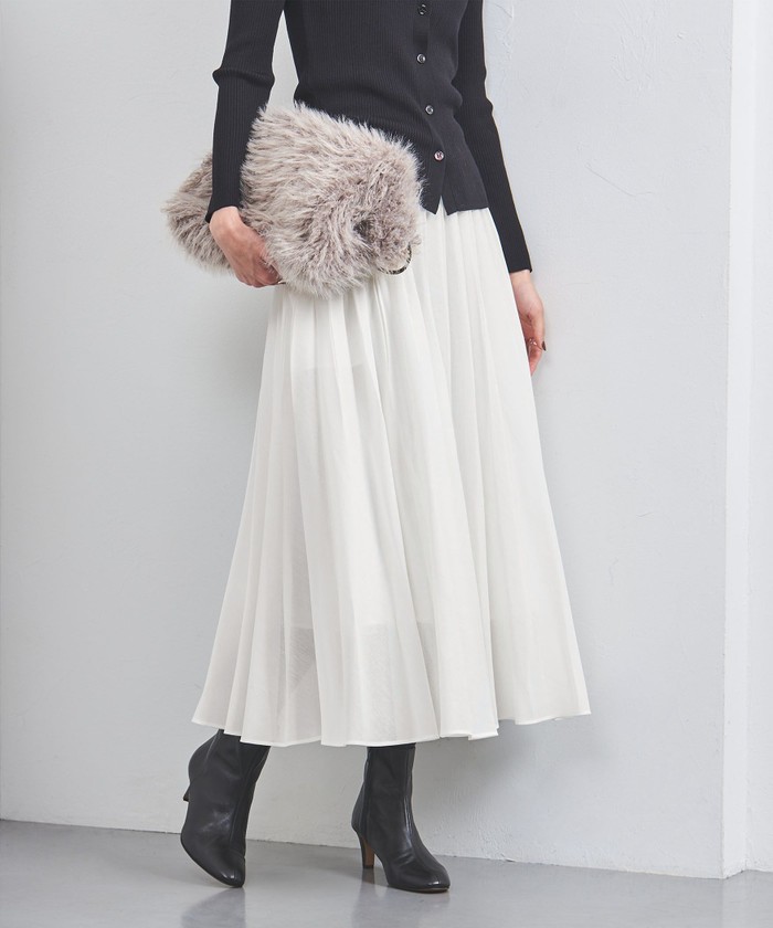 セール 40%OFF】オーガンジー ポケット フレアスカート セール 40%OFF】オーガンジー ポケット フレアスカート