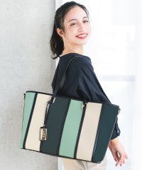 Clelia/クレリア Clelia トートバッグ レディース A4 大容量 ファスナー付き かわいい 大きめ 大きい ストライプ Clelia クレリア ベレッサ clel/505840827
