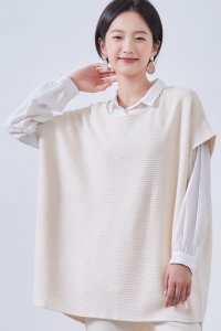 On One's Own/オンワンズオン On One's Own 畝織りニット風カットソー・大きなベスト・チュニックベスト/506891680
