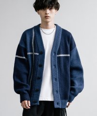 Rocky Monroe/ロッキーモンロー Rocky Monroe カーディガン ニット メンズ レディース 総柄 ライトアウター クロスチェック Vネック オーバーサイズ ルーズ 羽/506894244
