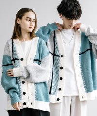 Rocky Monroe/ロッキーモンロー Rocky Monroe カーディガン ニット メンズ レディース 総柄 ライトアウター クロスチェック Vネック オーバーサイズ ルーズ 羽/506894244
