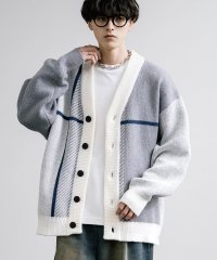 Rocky Monroe/ロッキーモンロー Rocky Monroe カーディガン ニット メンズ レディース 総柄 ライトアウター クロスチェック Vネック オーバーサイズ ルーズ 羽/506894244
