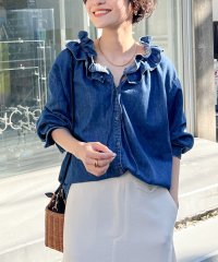Rie Miller/【追加7回】【RM denim】フリルギャザーデニムブラウス/506898985