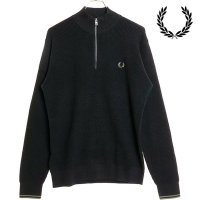 FRED PERRY/フレッドペリー FRED PERRY WAFFLE STITCH HALF ZIP JUMPER BLACK [K8557－102]/506899233