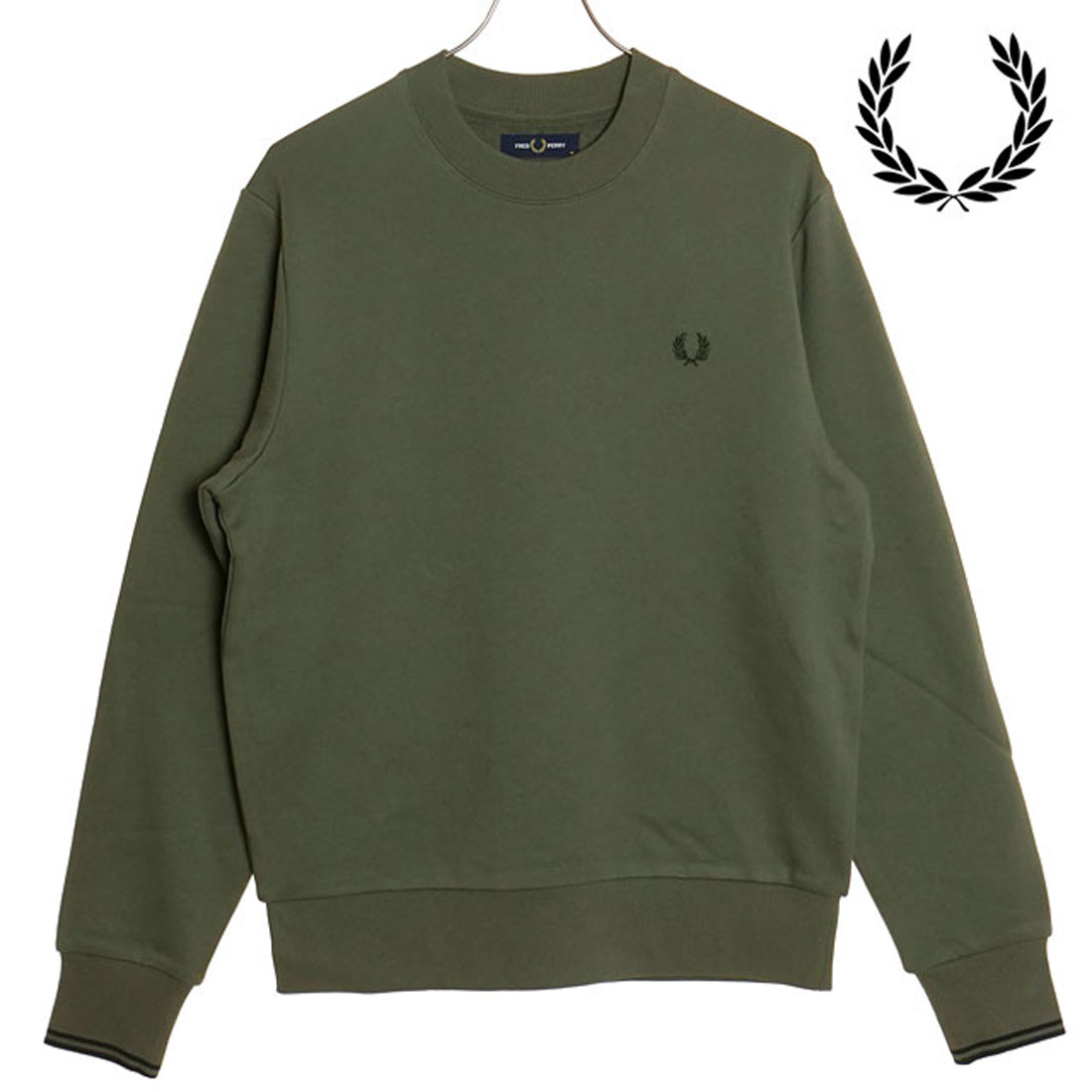 フレッドペリー FRED PERRY CREW NECK SWEATSHIRT NIGHT－GREEN/RUNAWAY－BAY－OCEAN  [M7535－W64(506899253) | フレッドペリー(FRED PERRY) - d fashion