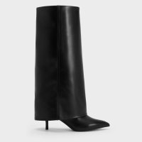 CHARLES & KEITH/フォルドオーバー ポインテッドトゥロングブーツ/506899315