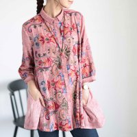 Sawa a la mode/サワアラモード Sawa a la mode 艶やかな花刺繍コットンシャツチュニック/506900580