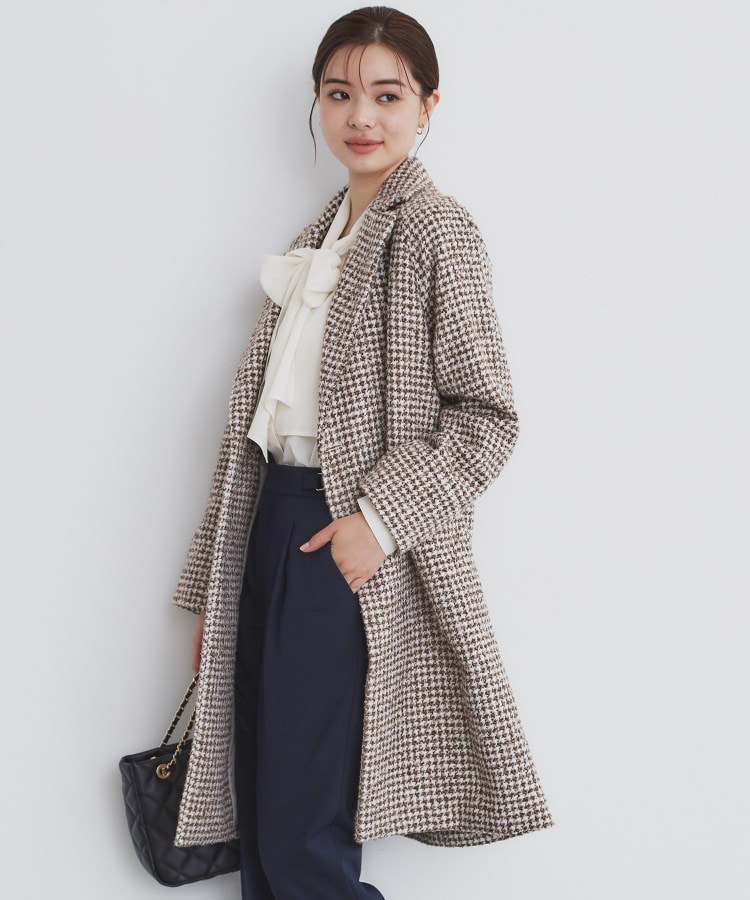 セール50%OFF】千鳥チェックチェスターコート【洗える