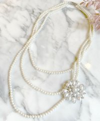 Retica/レティカ Retica パールブローチ付き3連パールロングネックレス/506909105