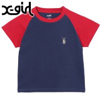 X-girl/エックスガール X－girl EMBROIDERED BUNNY RAGLAN SLEEVE BABY TEE NAVY [105243011001]/506913684