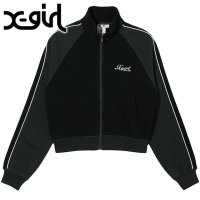 X-girl/エックスガール X－girl STRIPED SLEEVE COMPACT ZIP UP SWEATSHIRT WHITE [105243012007]/506913691