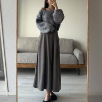 Louere/ルエレ Louere Louere ショートニットトップス＋フレアキャミワンピース/506887303