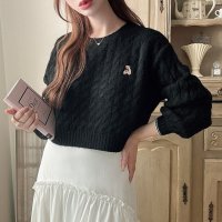 Meiru/メイル Meiru Meiru【着丈が選べる】くま刺繍ケーブルニット/506887384