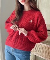 Meiru/メイル Meiru Meiru【着丈が選べる】くま刺繍ケーブルニット/506887384