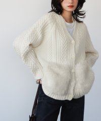 ELFRANK/エルフランク ELFRANK ファーポケットケーブルニットカーディガン/506899173