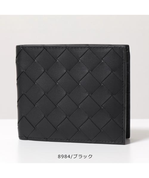 BOTTEGA VENETA ブラック二つ折り財布 ブラックカセット スモール 二つ折りウォレット| Bottega Veneta