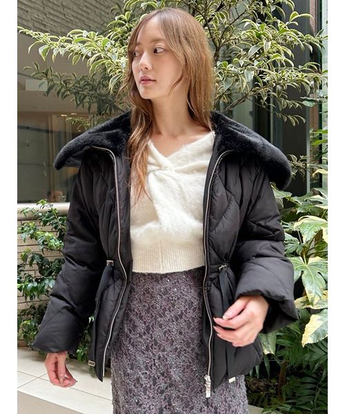 CELFORD ファー襟付きキルティングショートコート 38 アイボリー Amazon.co.jp: [セルフォード] ファー襟付きキルティング