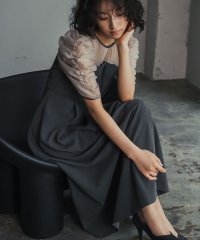GIRL/ガール GIRL オーガンジー切り替えギャザースリーブフレアロング丈 結婚式 ワンピース パーティードレス/506919602