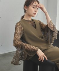 GIRL/ガール GIRL 【2WAY 着回しを楽しめる】フレアスリーブレースブラウス&Iラインワンピースセットロング結婚式 ワンピース パーティー ドレス/506919603