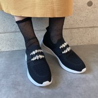 BLANC / BLEU/ブランブルー blanc/bleu 【機能性インソール】キラキラ☆ラインストーンバックル スリッポンスニーカー/506922580