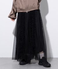 MAISON BREEZE/ふんわりきれい見え◎ チュールフリルスカート 透け感 ウエストゴム インナー付 ギャザー ロングスカート 31841P234 【MAISON BREEZE】/506863537