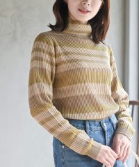 rps/タートルネックリブ編みボーダーニットプルオーバー/506882286