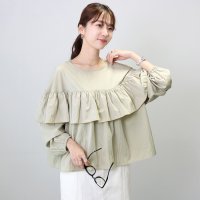Aletta vita/アレッタ ヴィータ Aletta vita シワ加工フリル2WAY前開きブラウス/506903933