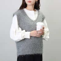 Aletta vita/アレッタ ヴィータ Aletta vita Vネックフェザーニットベスト/506903934