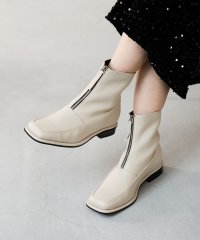 Menue/メヌエ Menue スクエアトゥ フロントジップ ショートブーツ/506922104
