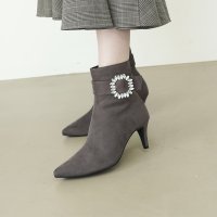 Launa lea/ラウナレア Launa lea 7cmポインテッドトゥビジューショートブーツ(0581)/506922367