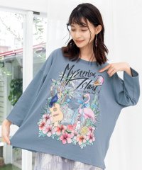 ScoLar/スカラー ScoLar 花と鳥たちの楽園プリント 8分袖Tシャツ/506922980