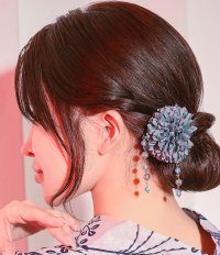Retica/レティカ Retica 浴衣小物 髪飾り 下がりビジューニュアンスカラーポンポンマム浴衣ヘアアクセサリー3点セット/506925931