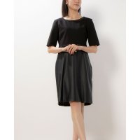 GAUDI/ガウディ GAUDI スタッズポイントフェイクレザー切替半袖ワンピース/506925955