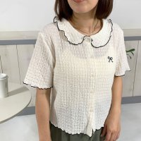 CRB/シーアールビー CRB ★WEB限定★襟付きリボンメローブラウス/506926962