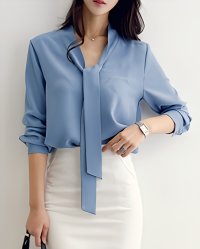 Lily of Valley/リリーオブバリー Lily of Valley ボウタイブラウス オフィスカジュアル ナチュラル ブラウス ボウタイ リボン シフォン 上品 きれいめ 長袖/506927922