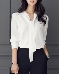 Lily of Valley/リリーオブバリー Lily of Valley ボウタイブラウス オフィスカジュアル ナチュラル ブラウス ボウタイ リボン シフォン 上品 きれいめ 長袖/506927922