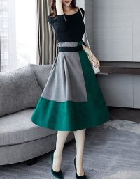 Lily of Valley/リリーオブバリー Lily of Valley トップス スカート 上品 ツーピース セットアップ ミモレ丈 バイカラー Aライン 上下/506927924