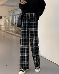 Lily of Valley/リリーオブバリー Lily of Valley チェック柄 セミ ワイドパンツ カジュアル ゆったり ボトムス ふんわり ウエストゴム レディース/506927933