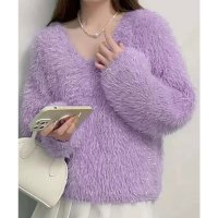miniministore/ラメシャギーニットトップス Vネック秋冬/506928065